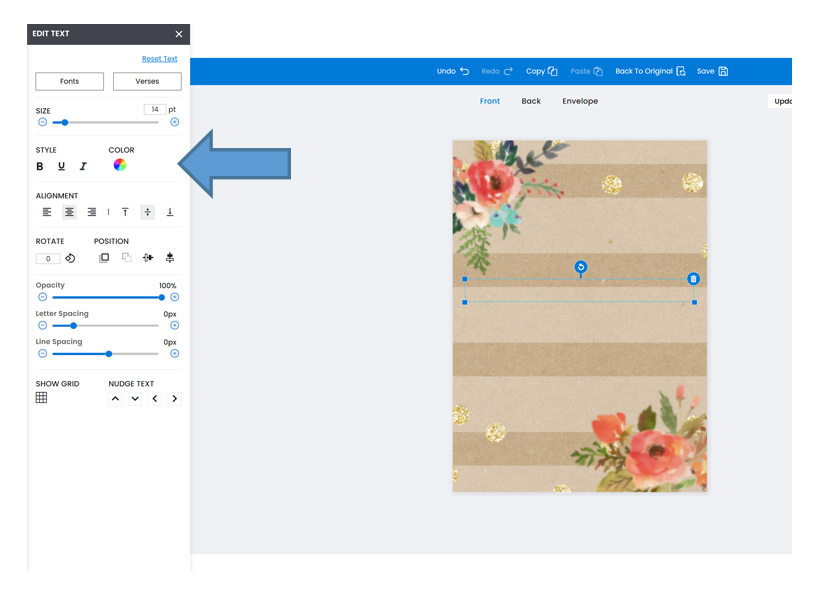 select you font style and size on the left toolbar