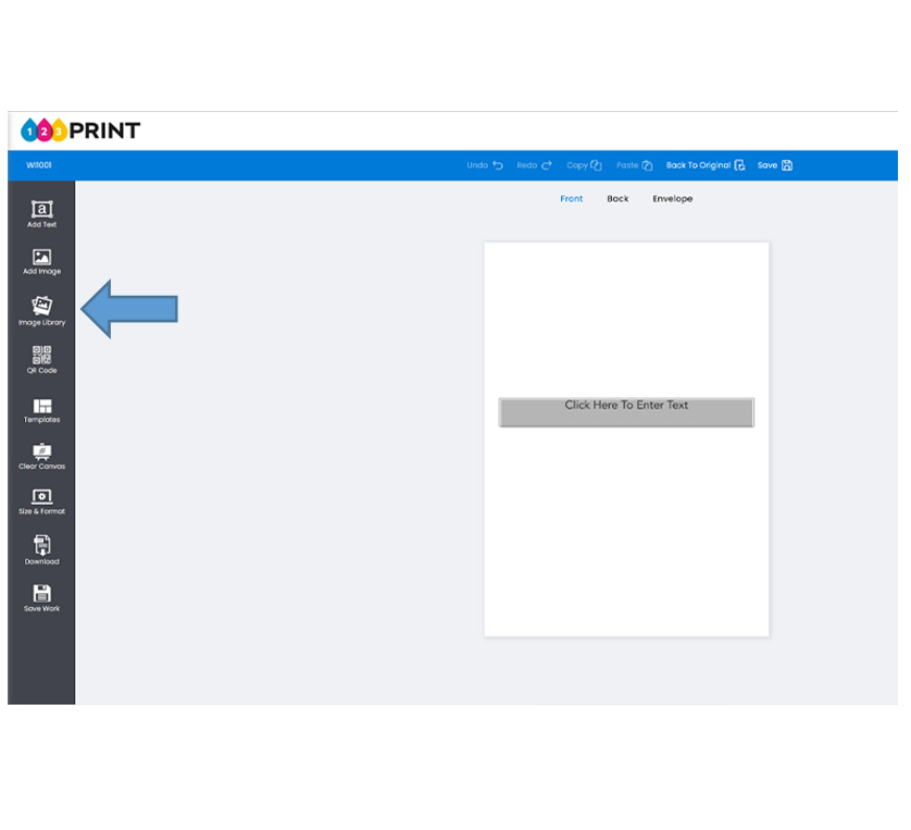 click on the image library icon in the left toolbar