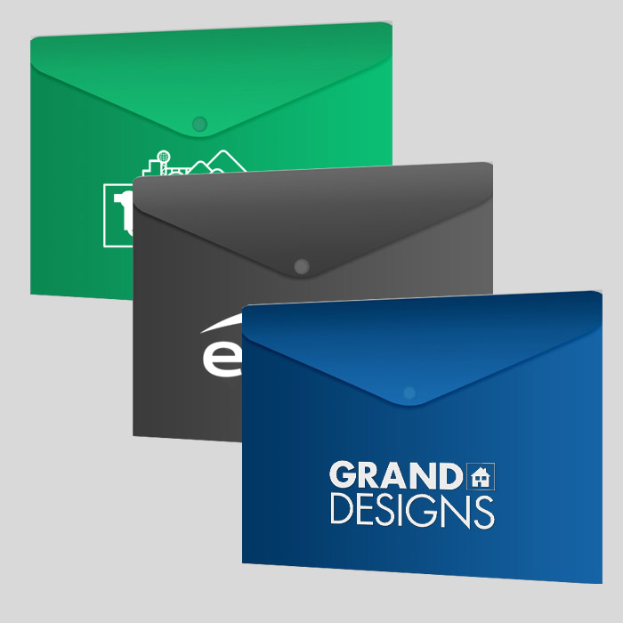 Durable Polypropylene Folders and Envelopes in your choice of colors and sizes