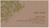 An environmentally conscientious recycled brown kraft business card with a floral touch.
