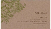 A brown kraft recycled business card.