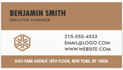 A tan and white business card.