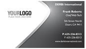 Grey and white business card.