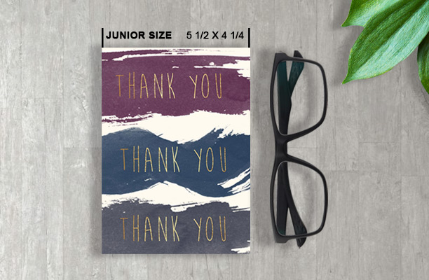 Junior size custom thank you cards for businesses. Shop standard and junior sizes with free customization and bulk quantities.