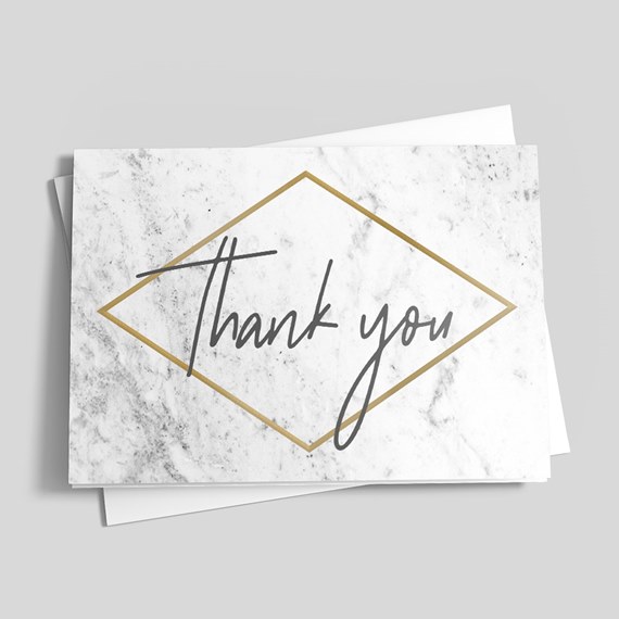Marble Gratitude - custom thank you cards for businesses with a marble background.