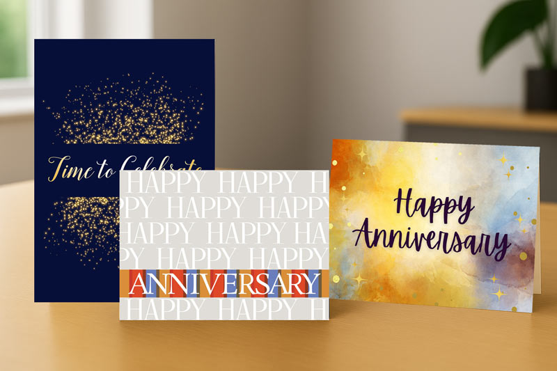 Variety of business greeting cards for employee anniversaries