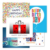 From crazy colorful circles to a modern birthday balloon, each card in this assortment is fun and festive for just the right happy birthday greeting for all of your clients, employees, friends and family members.