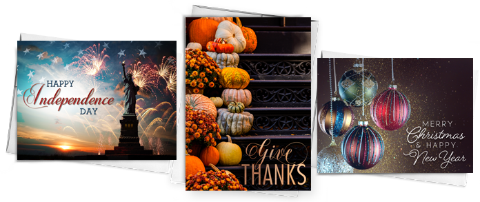 Business holiday greeting cards made with your personalization.
