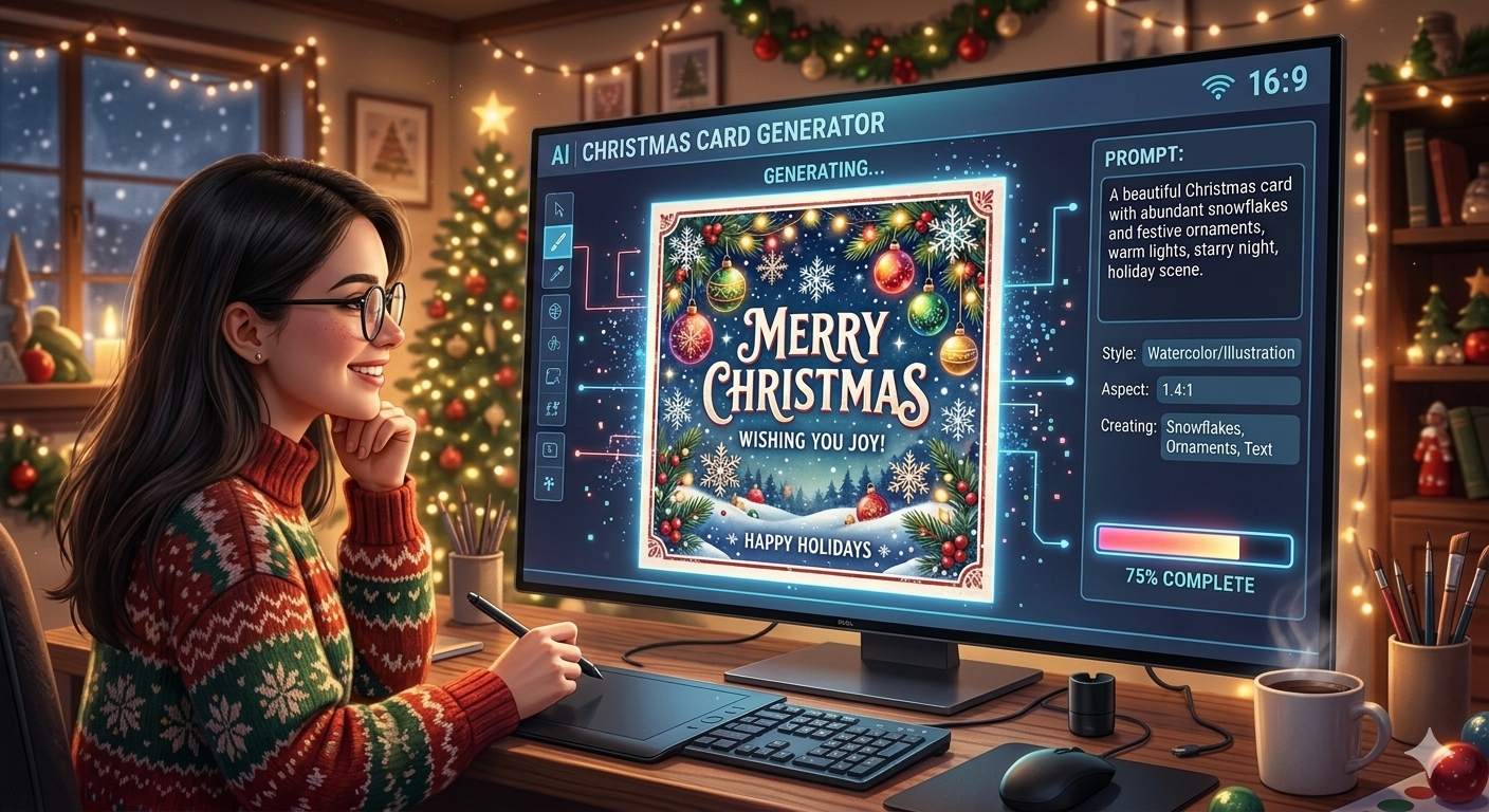 Creating an AI Christmas card image using Copilot