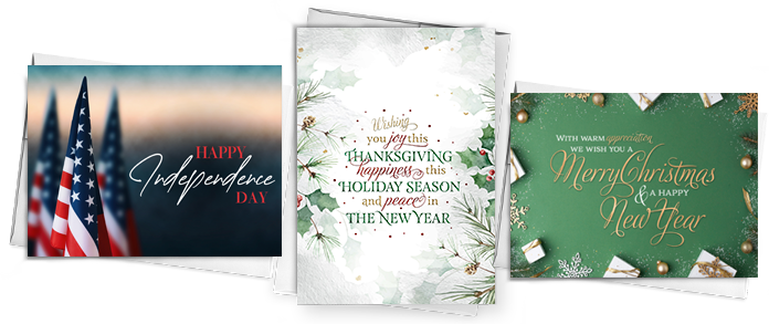 Business holiday greeting cards made with your personalization.