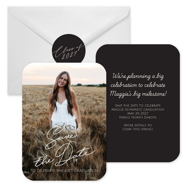 Featured Graduation Save the Date: Flowing Script
