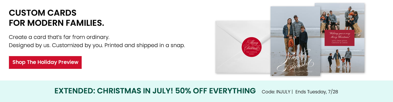 Shop holiday cards with INJULY offer