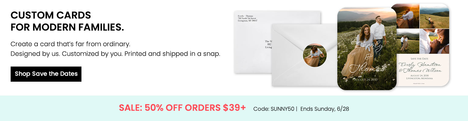 Shop save the dates with SUNNY50 offer