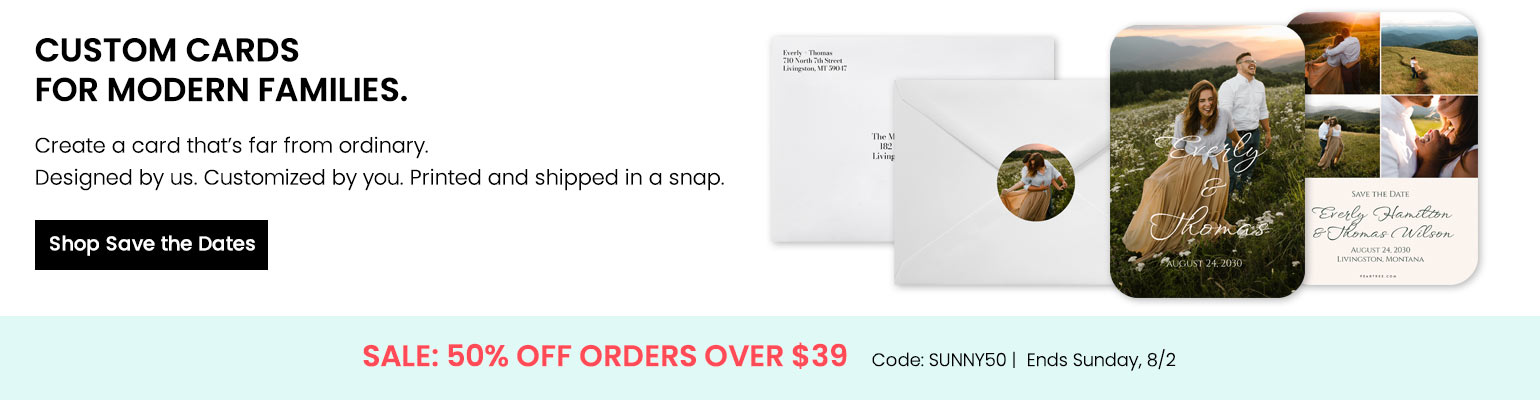 Shop save the dates with SUNNY50 offer