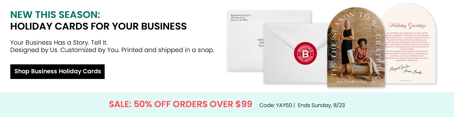 Shop Business Christmas Cards with YAY50 offer