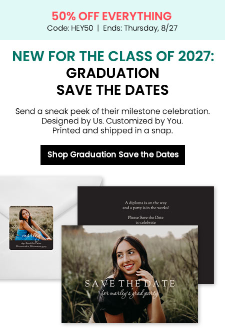 Shop Graduation Save the Dates with HEY50 offer
