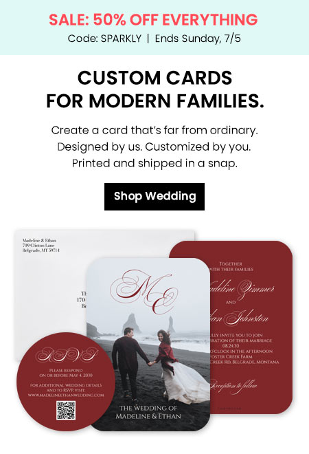 Shop wedding invitations with SPARKLY offer