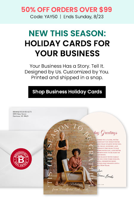 Shop business Christmas cards with YAY50 offer