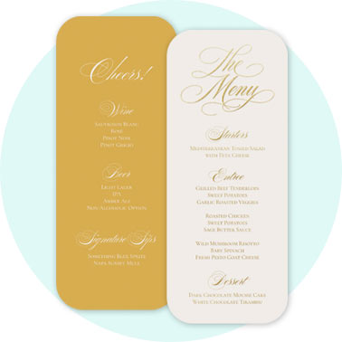 Personalized foil menu card