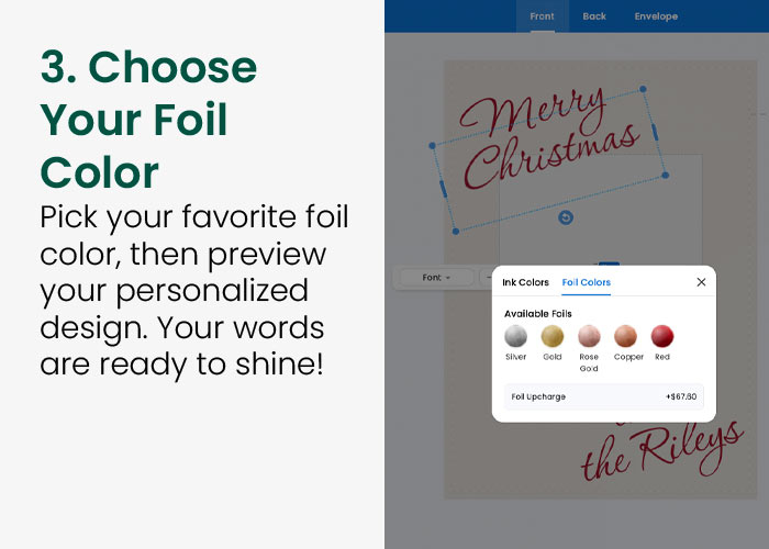 Step 3: Choose your foil color and preview your personalized design.