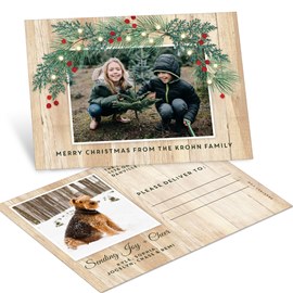 Glowing Greenery - Christmas Postcard