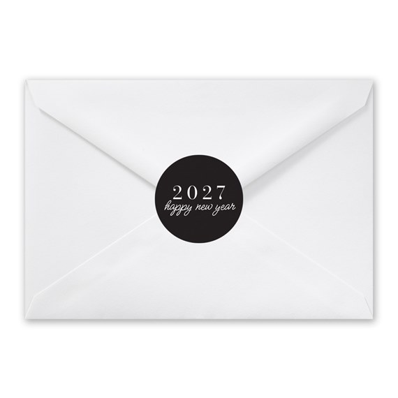 white envelope with black seal and text