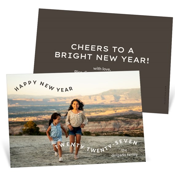 New Year card with photo placeholder and printed text