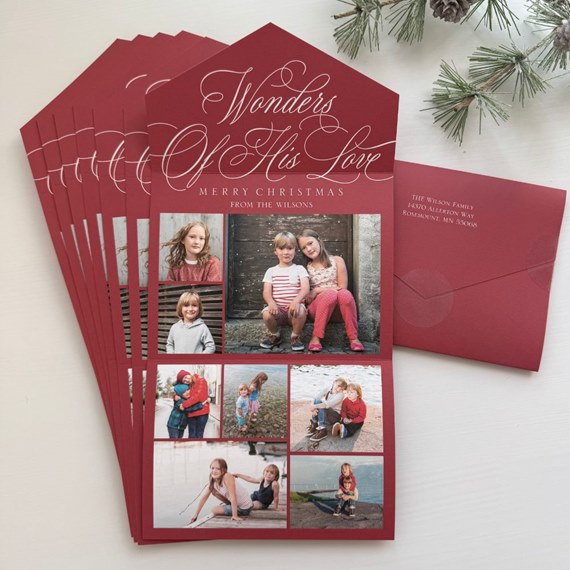 Christmas card with photo placeholders and text area