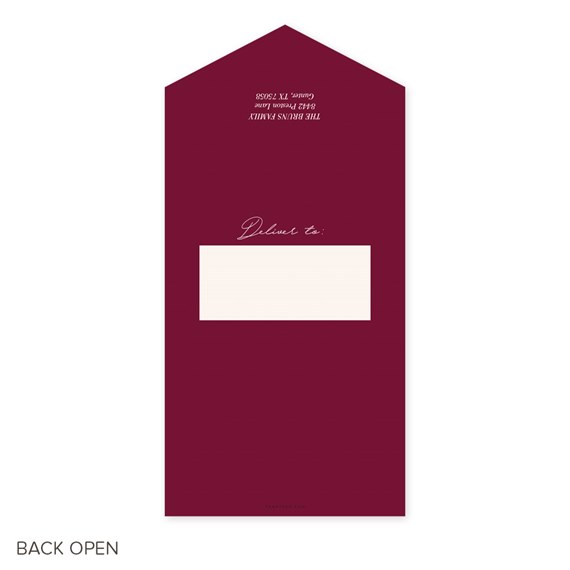 burgundy Christmas card with address area