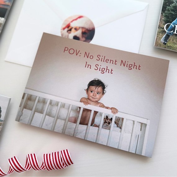 holiday card with photo area and text