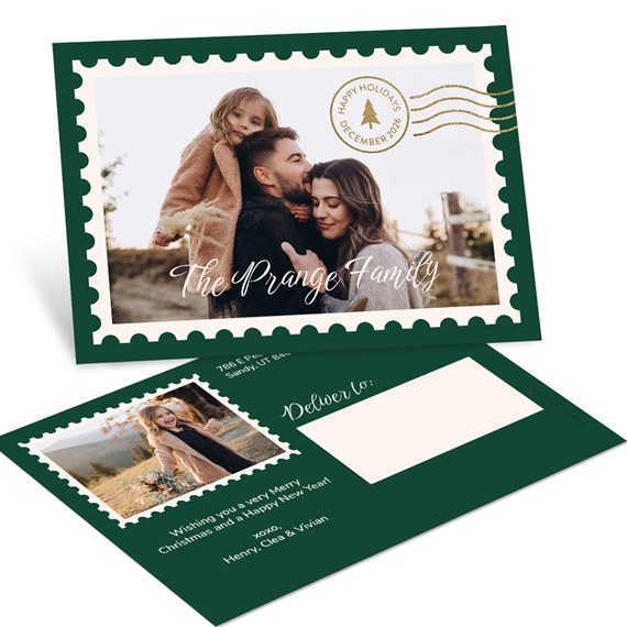 postcard with photo placeholders and festive text