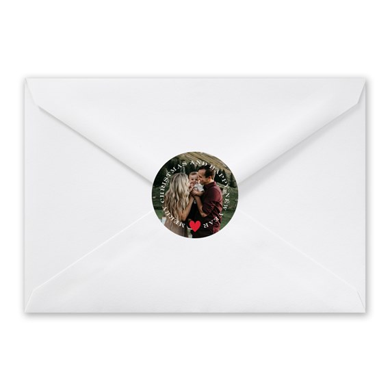 envelope with round photo placeholder seal