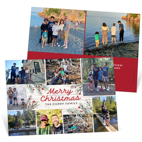collage Christmas card with photo placeholders and festive design