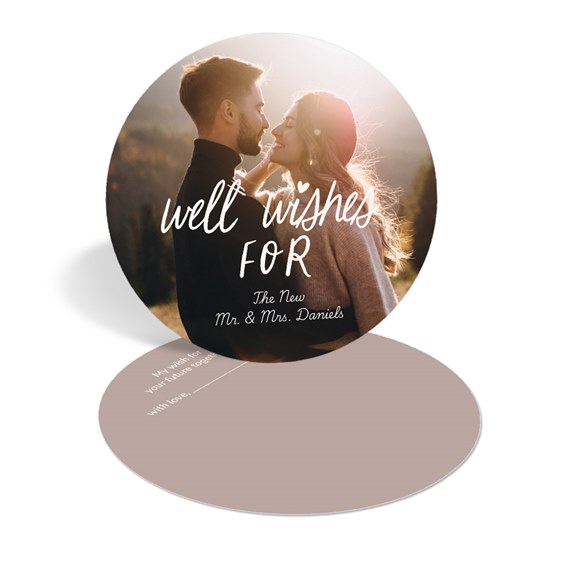 circular wedding advice card with photo area