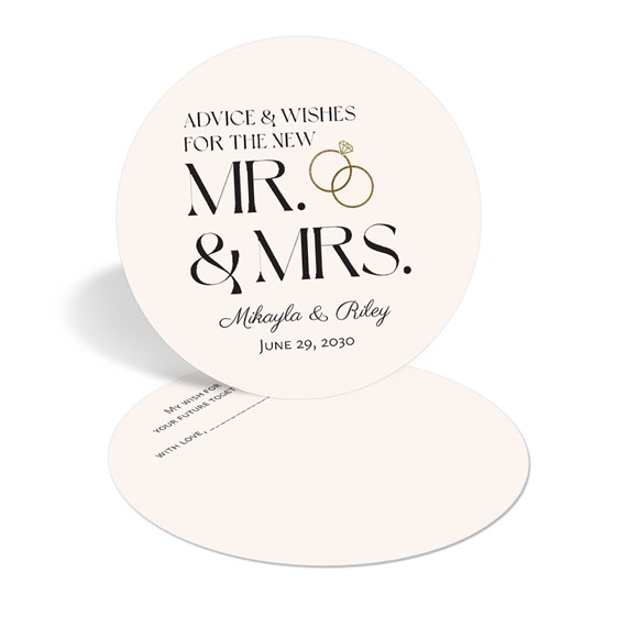 wedding advice card with rings and customizable text area