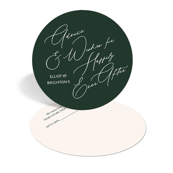 circular wedding advice card with text