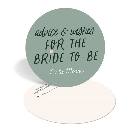 round wedding advice card with text placeholder