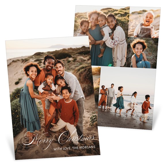 Christmas card with family photos and text