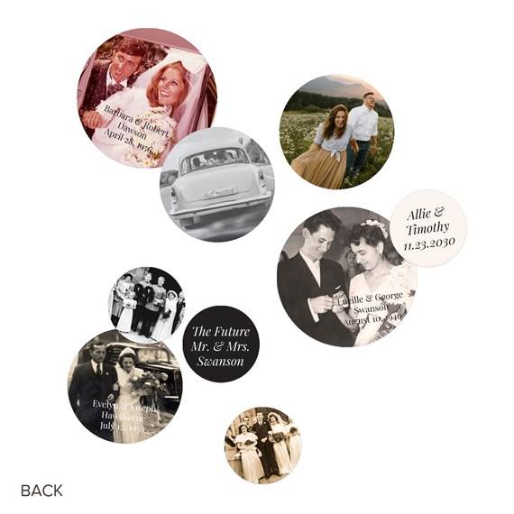 multiple photo placeholders with text overlays