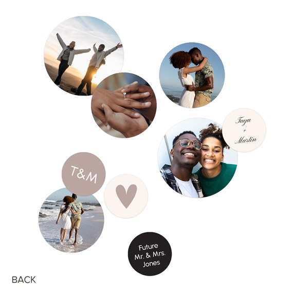 collage of photo placeholders with text elements
