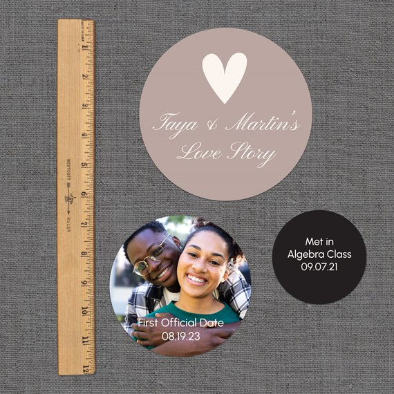 customizable text area, photo area