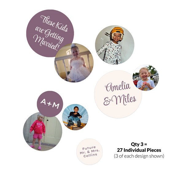 jumbo bridal shower confetti design with circular photo placeholders
