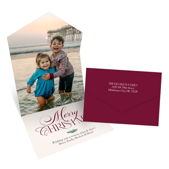 photo placeholder, hexagon card with Merry Christmas text
