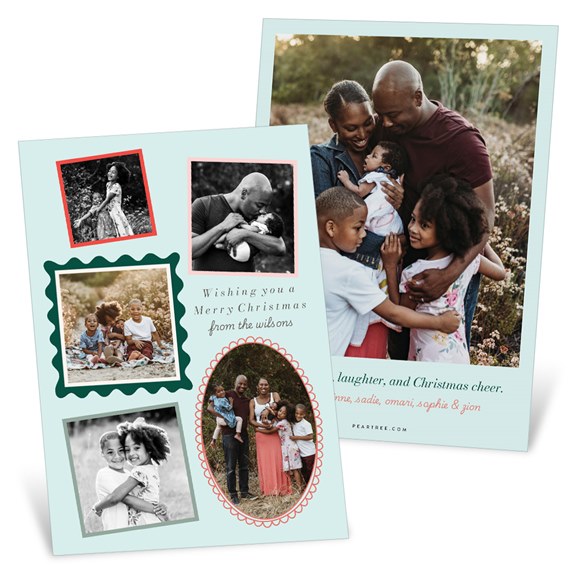 Christmas card with photo placeholders and decorative elements