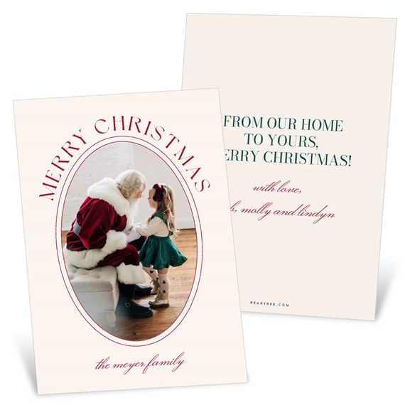 Christmas card with photo area and holiday greetings