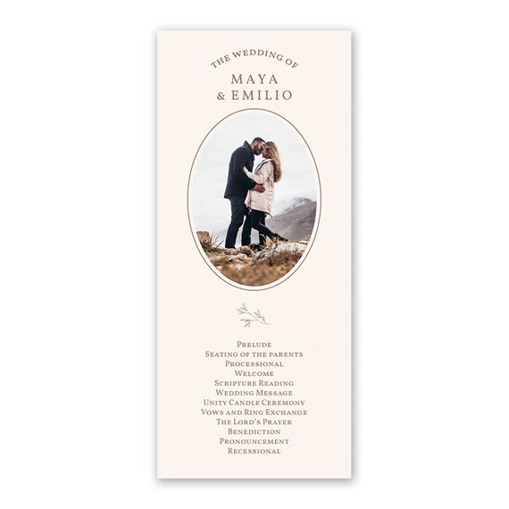 oval photo placeholder, wedding program