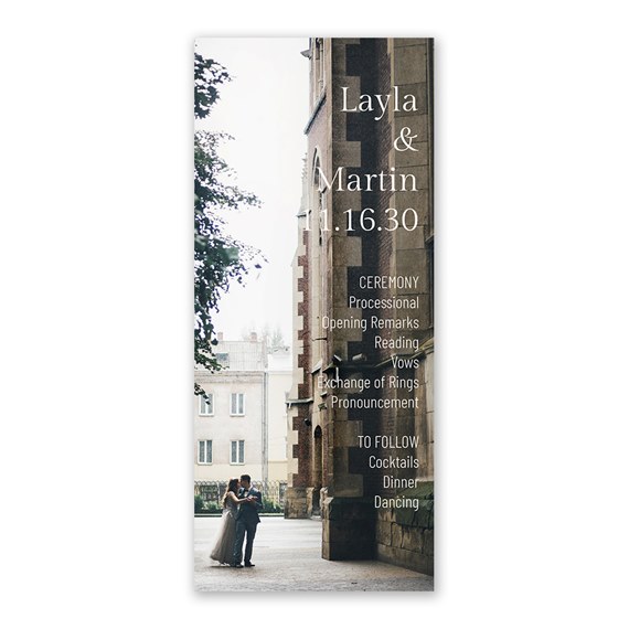 wedding program with photo placeholder
