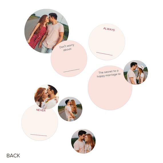 circular photo placeholders with text areas