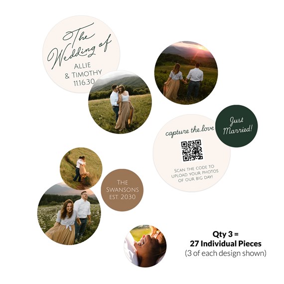 wedding confetti design with multiple photo placeholders and text elements