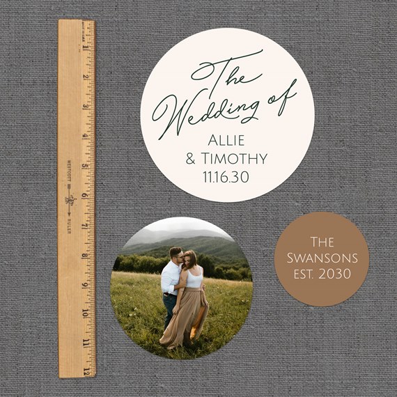 wedding announcement with photo area and customizable text area